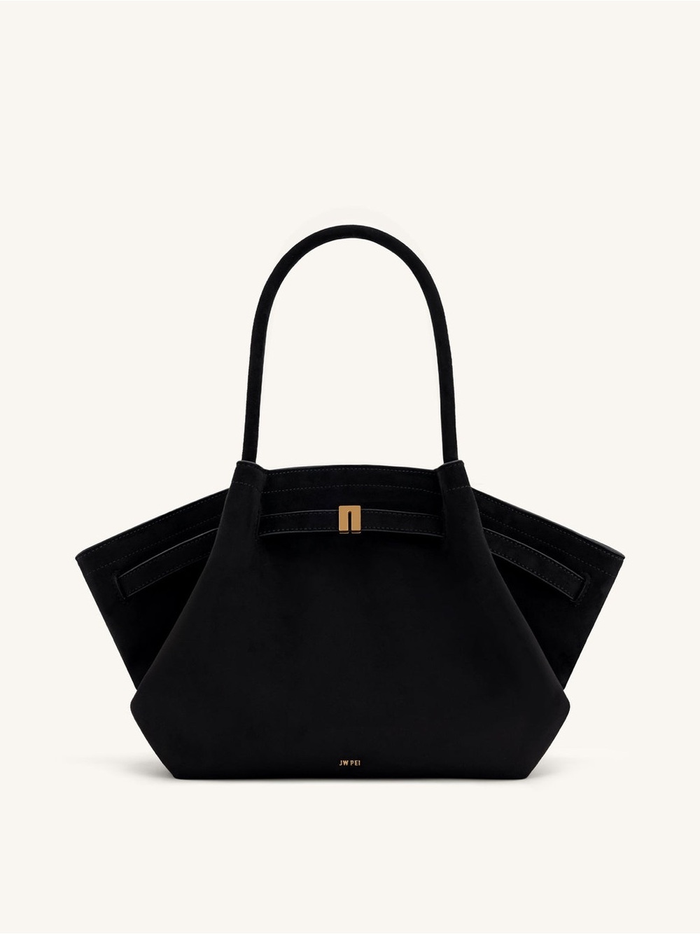 JW PEI Black Suede Medium Structured Tote Bag
